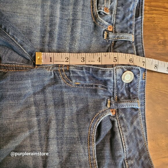 American Eagle Jeans Sz 2 Cut Off Shorts Low Rise Medium Dark Wash Stretch Denim - Picture 8 of 11